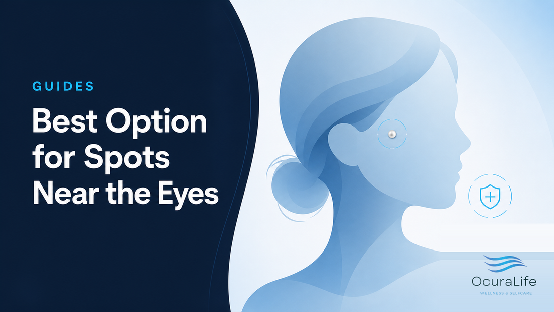 OcuraLife guide hero for choosing a precise option for spots near the eyes