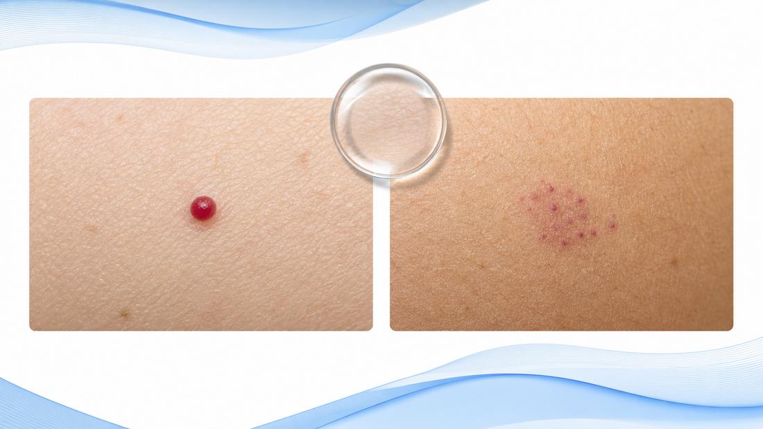 Cherry Angioma vs Petechiae: The Blanch Test Explained infographic