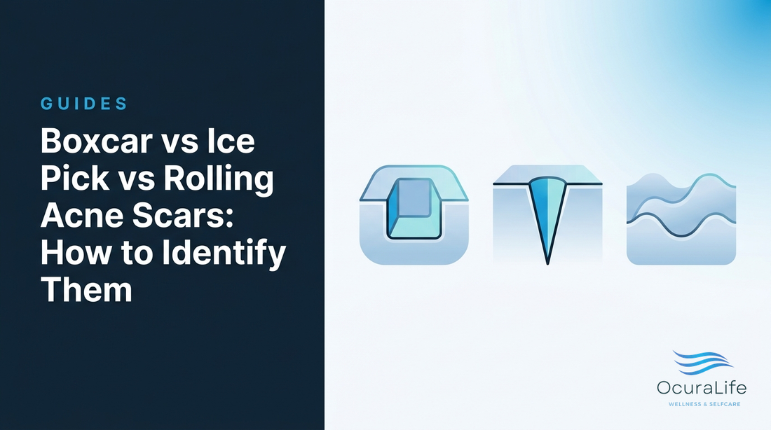 Editorial illustration: Boxcar vs Ice Pick vs Rolling Acne Scars: How to Identify Them