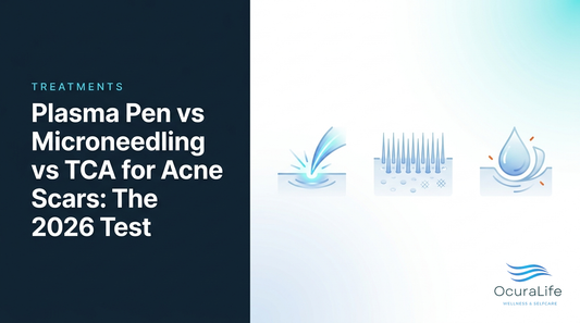 Editorial illustration: Plasma Pen vs Microneedling vs TCA for Acne Scars: The 2026 Test