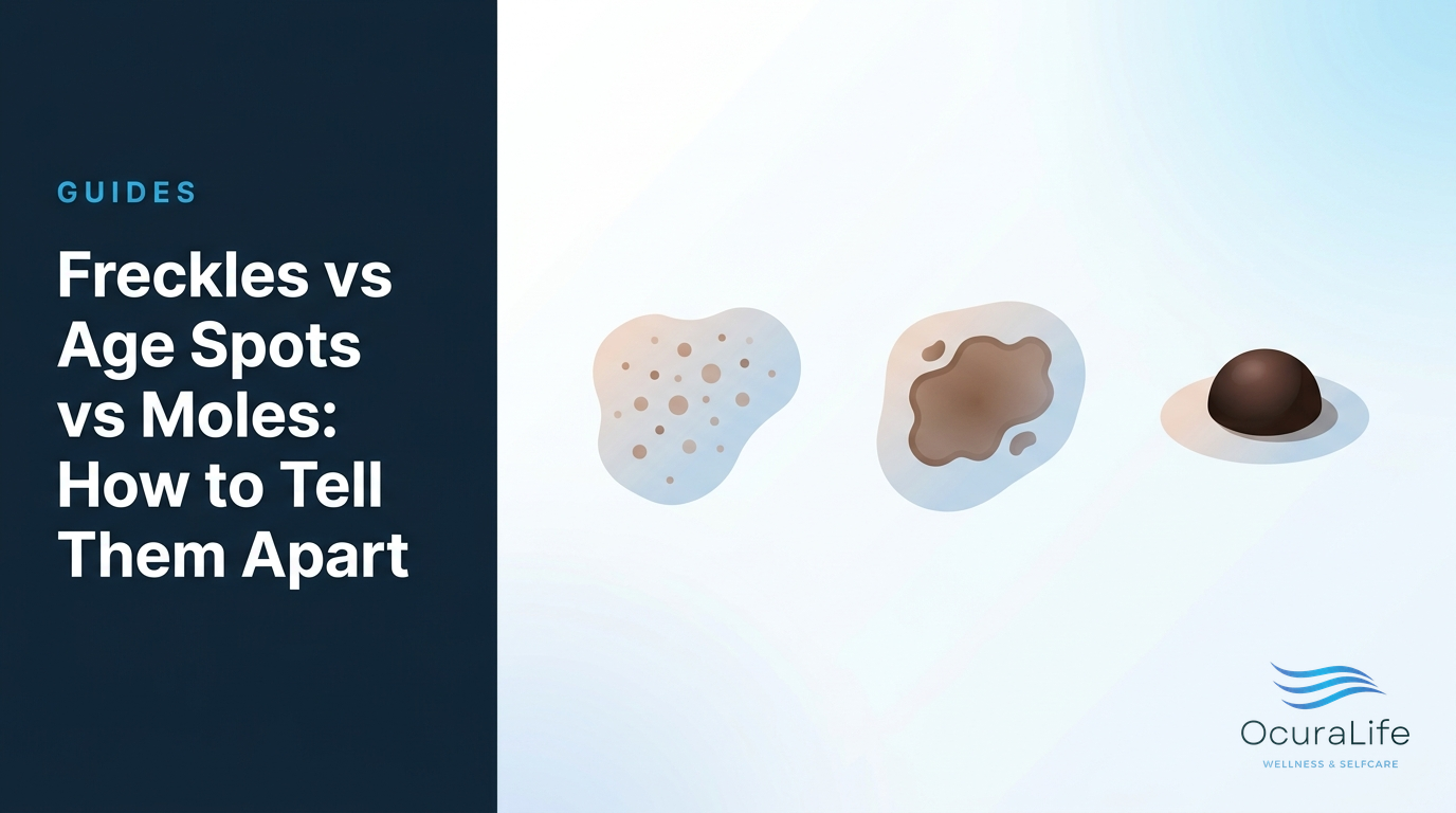 Editorial illustration: Freckles vs Age Spots vs Moles