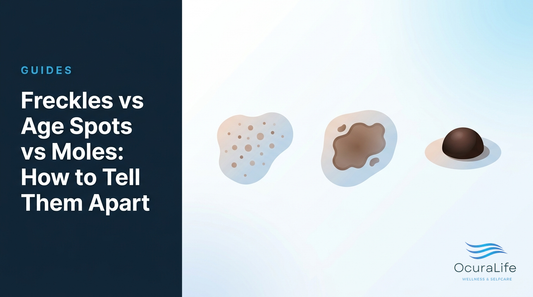 Editorial illustration: Freckles vs Age Spots vs Moles