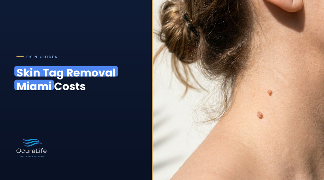 Skin tag removal Miami costs: two small skin tags on the side of the neck