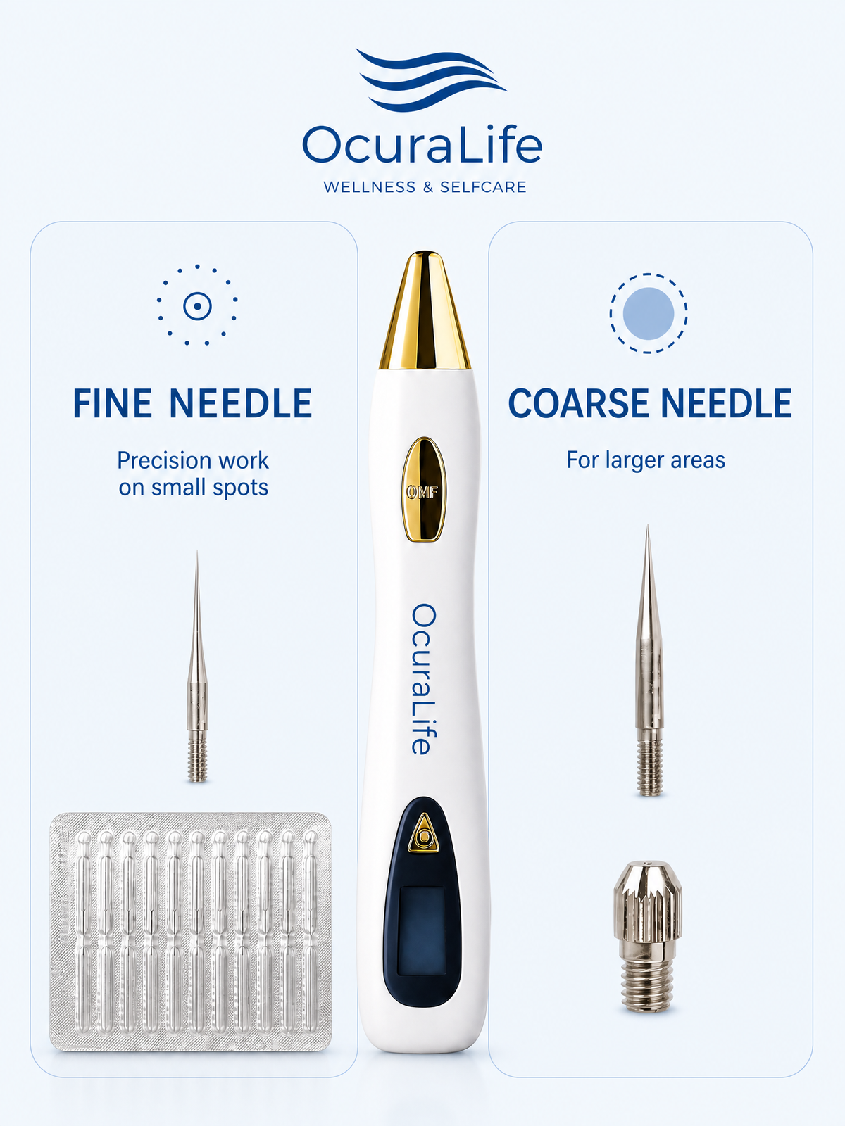 Ocura plasma pen needle tips for skin tag, milia and cherry angioma treatment