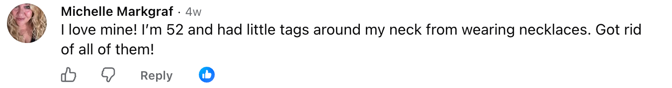 Michelle Markgraf, Facebook comment about removing skin tags around her neck