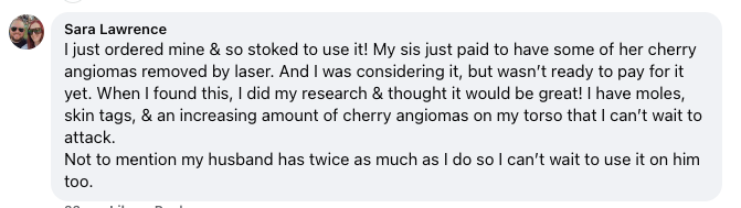 Sara, verified Facebook review
