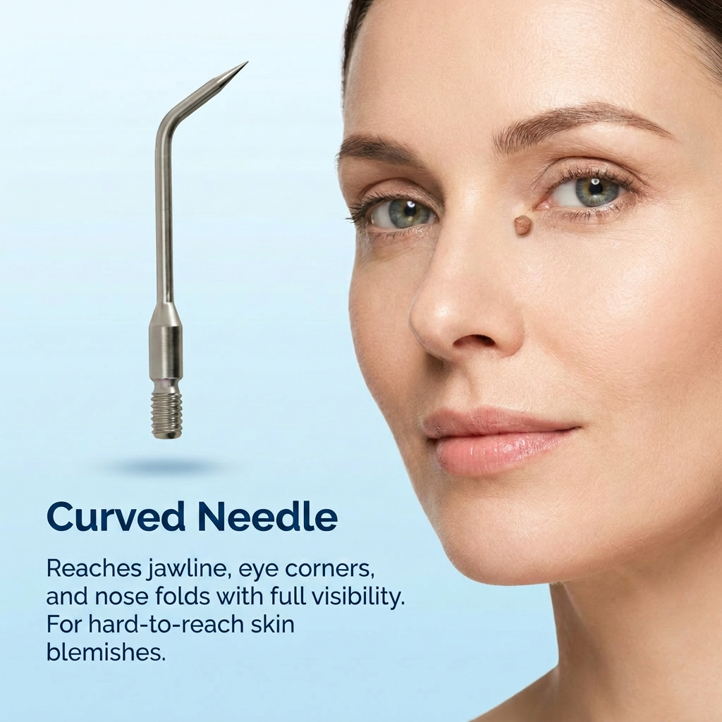 Ocura plasma pen needle tips for precise blemish removal