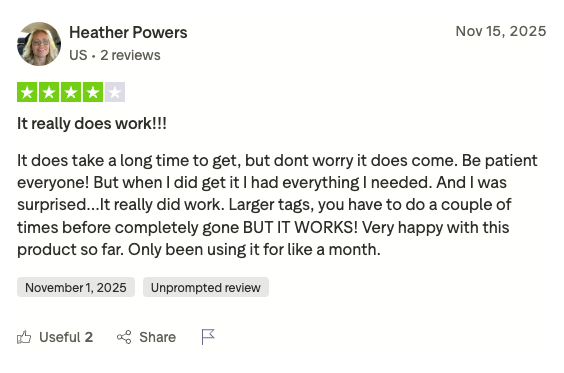 Heather, verified Trustpilot review