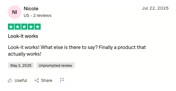 Nicole, verified Trustpilot review