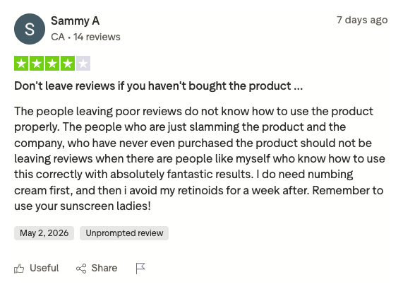 Sammy, verified Trustpilot review